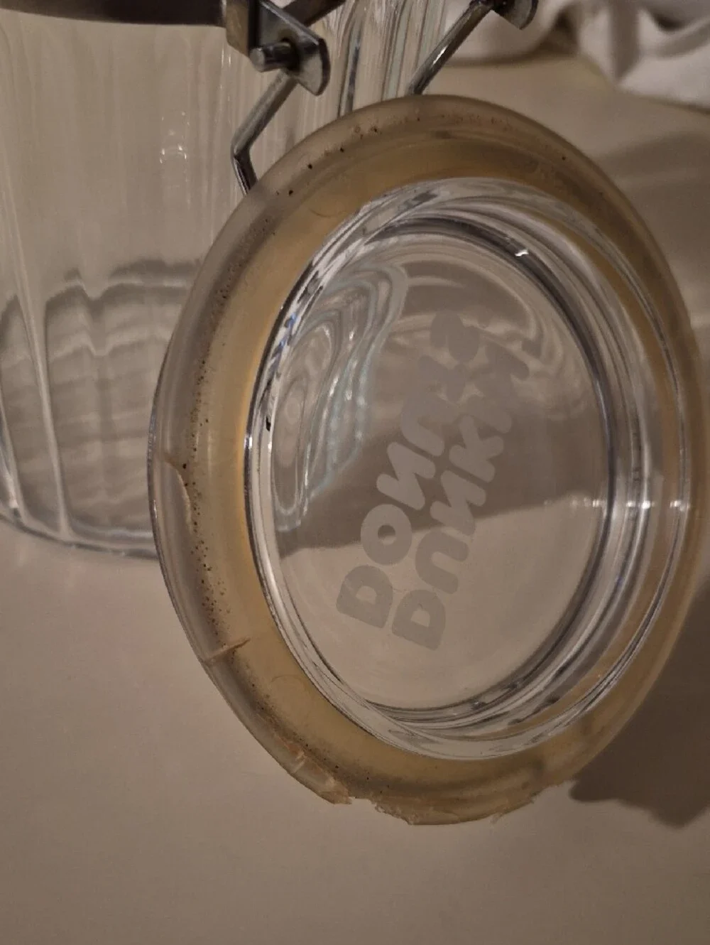 Vintage Clear Glass Coffee Storage Jar with Black Scoop - Airtight Seal